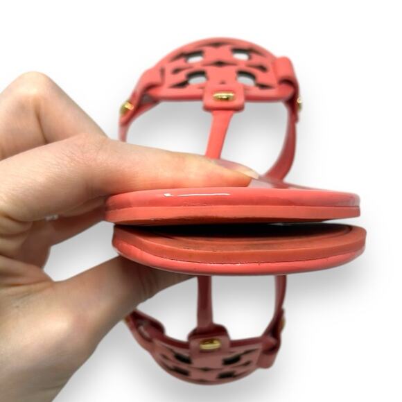 Tory Burch Patent Leather Miller Sandal Coral Crush 7 Women’s - Picture 5 of 12